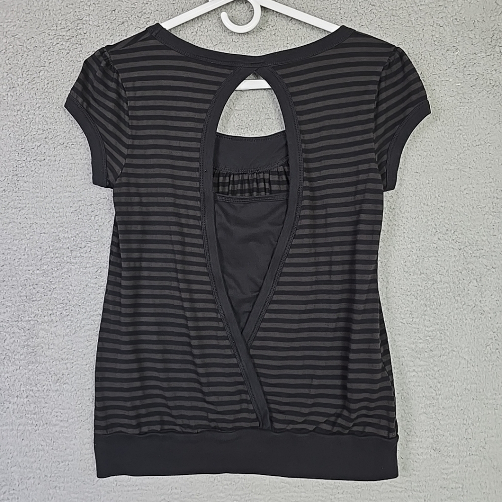Self Esteem Women’s Short Sleeve Top Blouse Black/Brown Striped Size XL - Picture 15 of 15